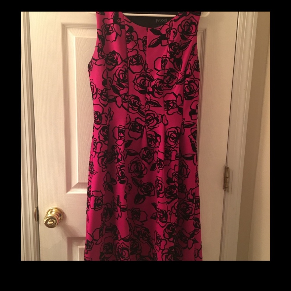 Enfocus Studio Fuchsia and Black Floral Dress